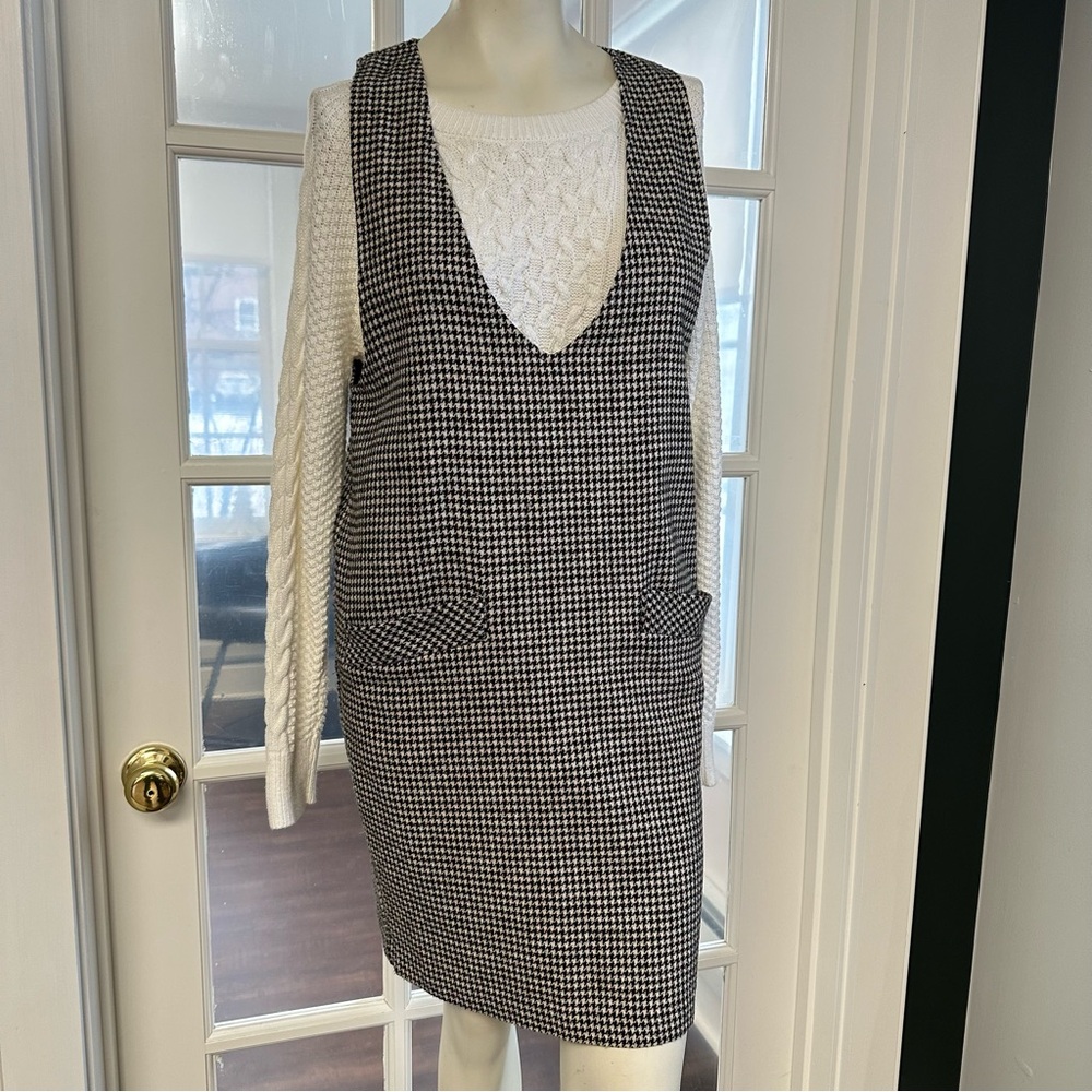 Vintage • Houndstooth Pinafore Wool Dress
